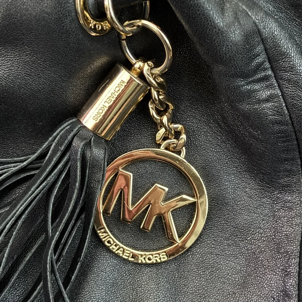 Michael‎ Kors Black Leather Handbag with Gold Accents